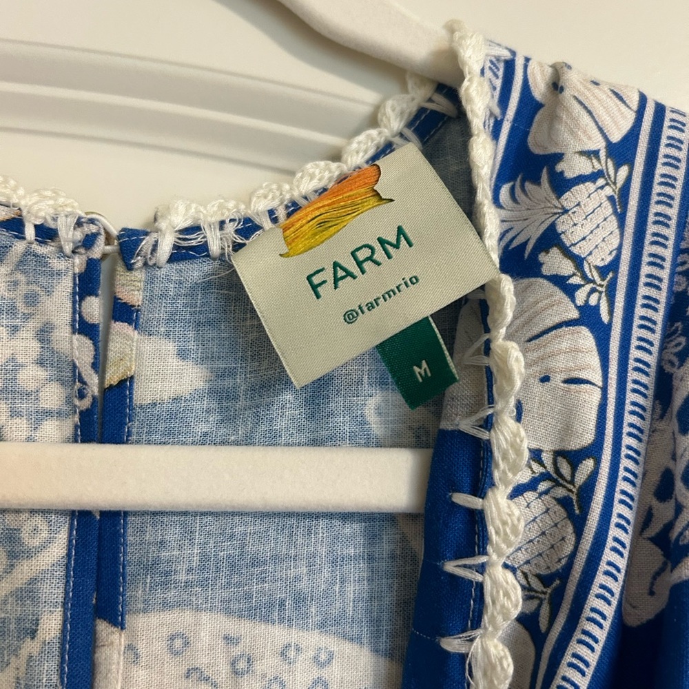 FARM Rio Vibrant Blue and White Midi Dress - Picture 4 of 4